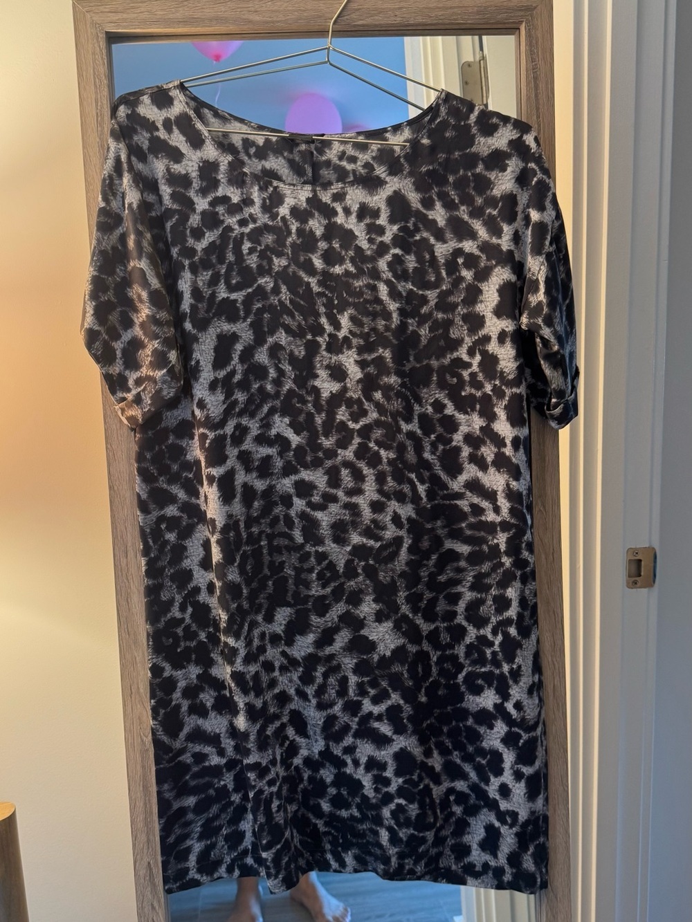 Club Monaco Black and Gray Leopard-Print Shift Dress